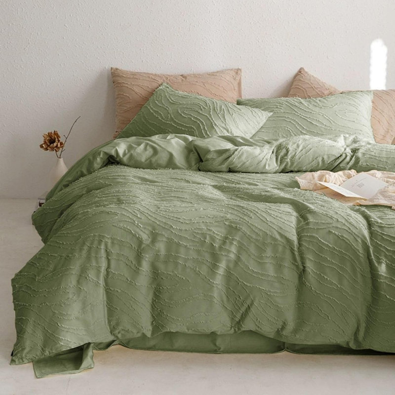 Standard Geometric Shapes Duvet Cover, King Duvet Cover + 2 Standard Pillowcases, Green