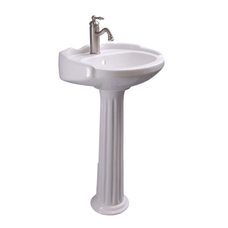 Lavabo sur piédestal 15 po, 1 trou, blanc Silvi