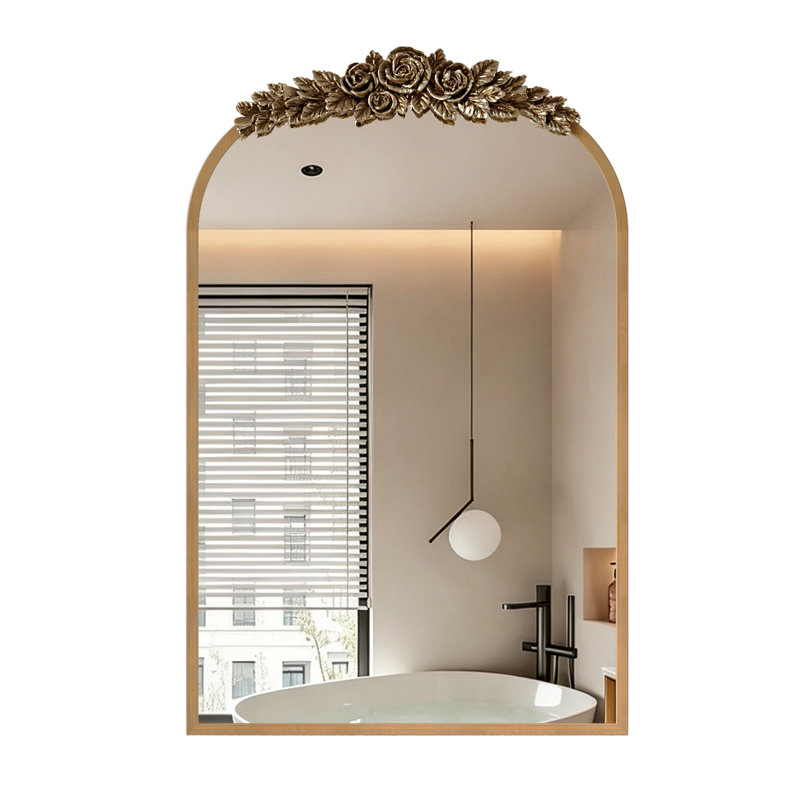 Miroir vintage avec armoire de rangement et tablette réglable, Doré