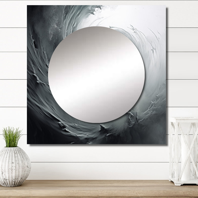 Colisha - Miroir carré gris tourbillon spirale, 29 po x 29 po