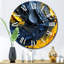 Rough Love Slavic, peinture abstraite jaune bleu I - Horloge murale abstraite-93379014