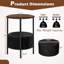 Table de bout ronde 1 pièce avec panier de rangement en feutre Structure en métal robuste parfaite pour la chambre à coucher