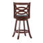 Tabouret de comptoir pivotant en bois avec dossier géométrique