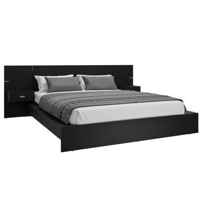 Modern Kaphan Bedroom - Platform Bed with Headboard and Nightstands (2) – Easy Assembly, No Box Spring Required
