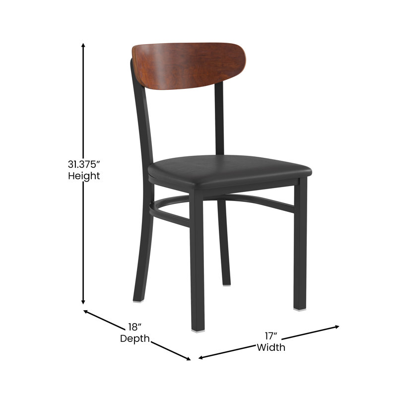 Everlei Commercial Grade Dining Chairs with 500 LB. Capacity Steel Frame Solid Wood Seat, Black, Walnut, 1