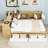 2 Drawers Wood Daybed with Built-in-Desk and Bookcase-357420674-357420732