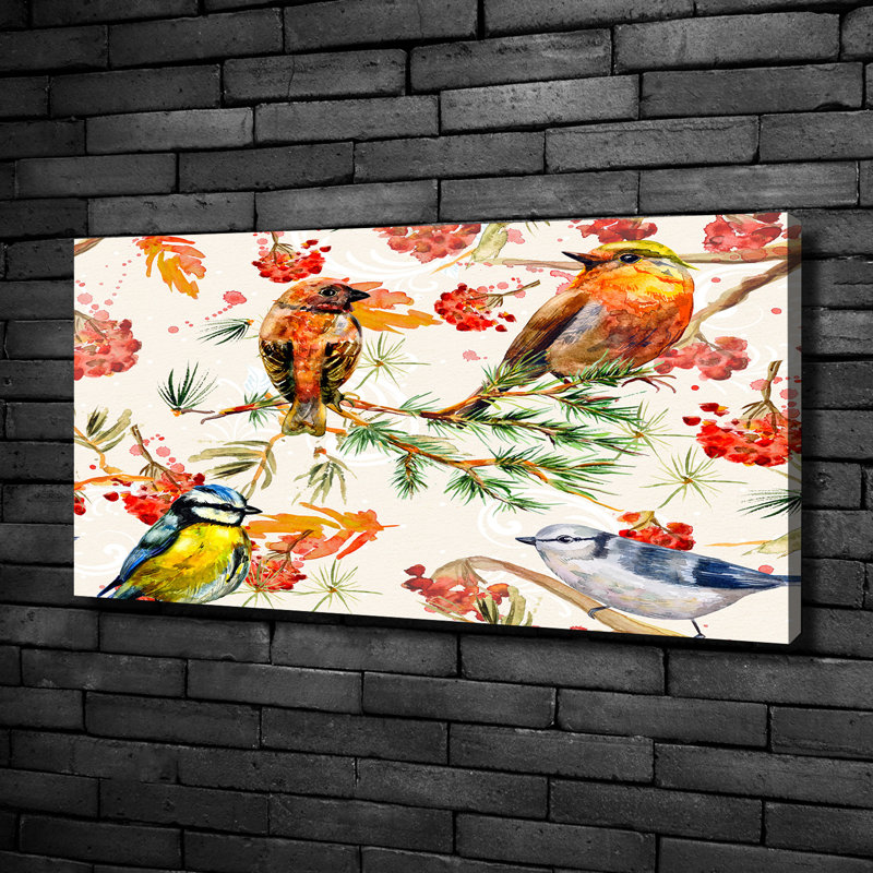 Conifers And Birds - Print, 50cm H x 100cm W x 2cm D, Canvas