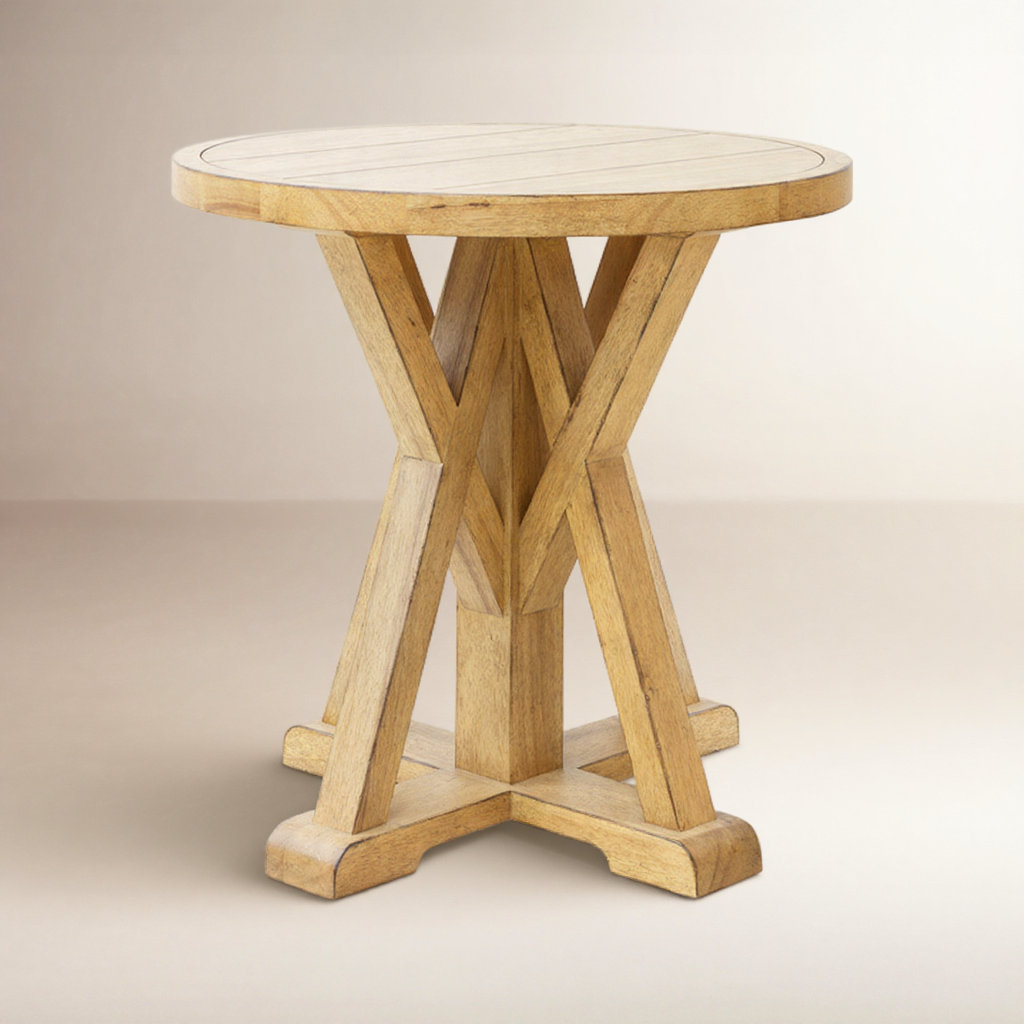 Mya Solid Wood End Table, Tan