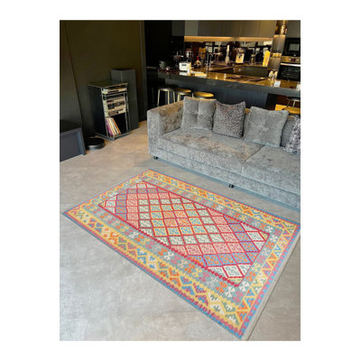 Northern Collection Yellow Framed Multicolor  Woven Base Decorative Rug