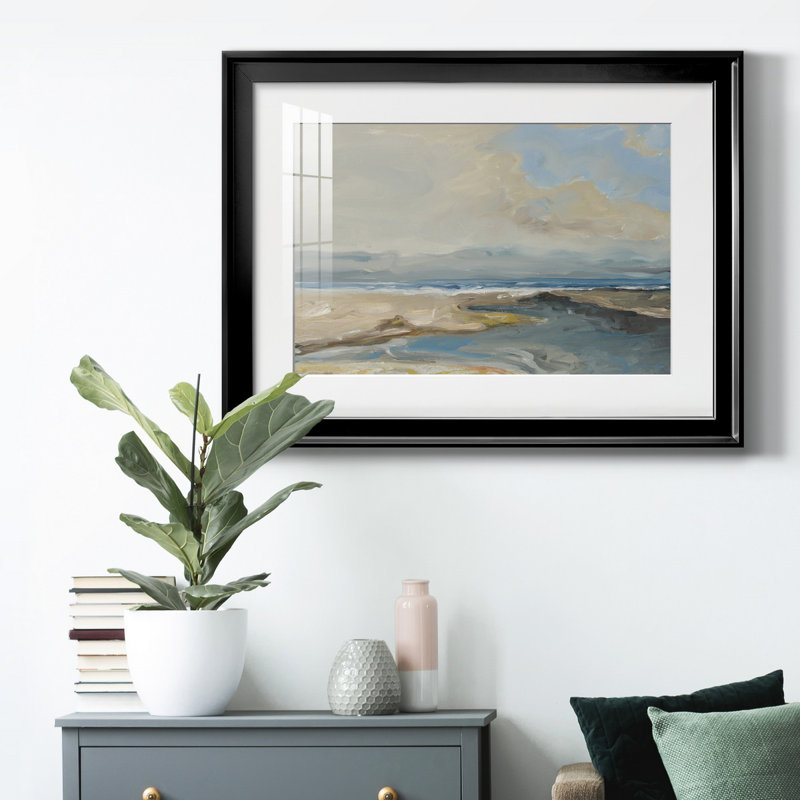 Lincoln Beach, Papier avec cadre noir, H 30,5 po x l 42,5 po x P 1 po, Blanc