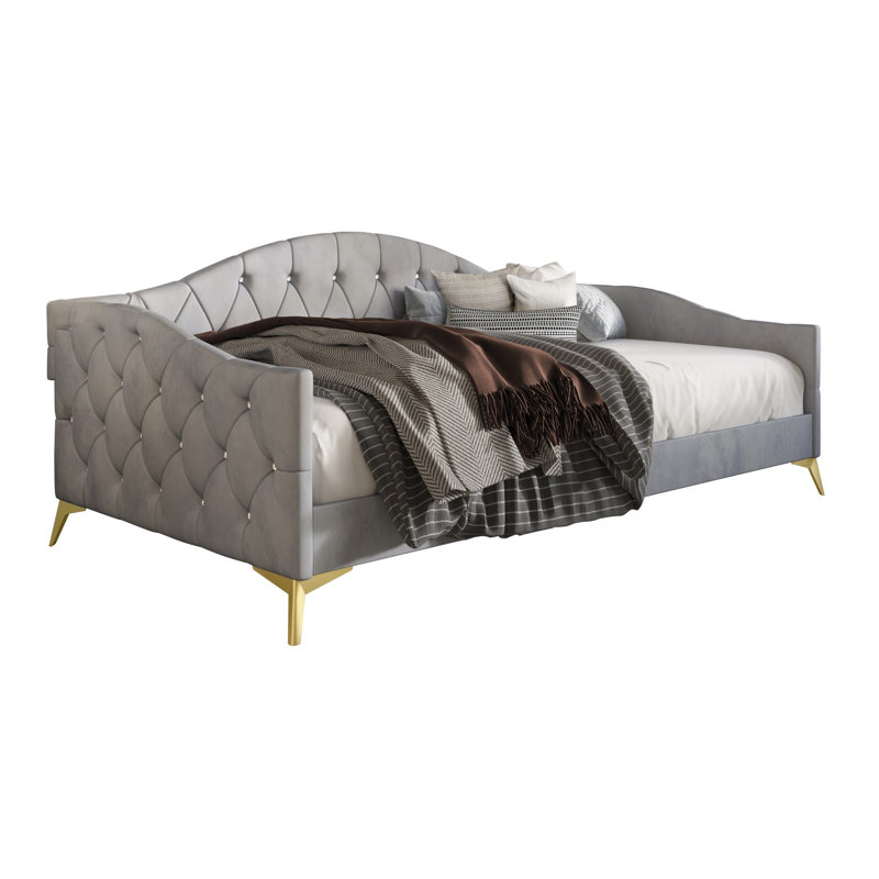 Biquele Upholstered Polyester Daybed, Silver/Grey