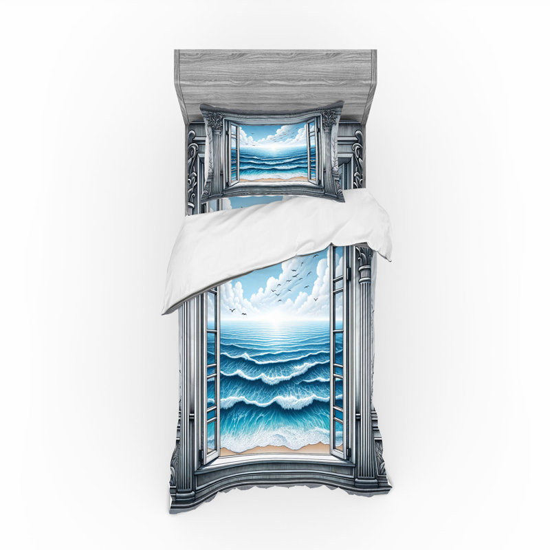 Ensemble de literie Ambesonne Ocean, Housse de couette simple très longue + 2 pièces