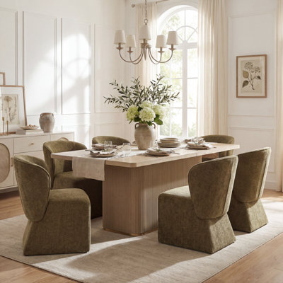 Ensemble de table de salle à manger 7 pièces Aurelio avec chaises rembourrées et plateau en bois