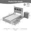 Lit plateforme avec 2 tiroirs et éclairage à DEL, lit de rangement en bois avec tablettes de tête de lit et armoire coulissante, rangement réglable, aucun sommier requis-722240803-722240802