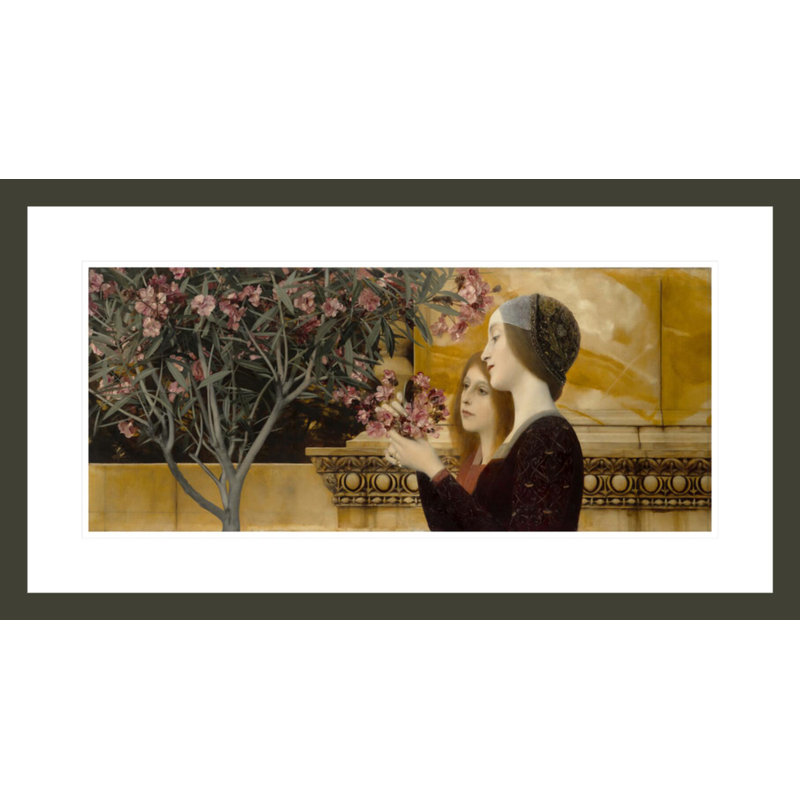 «Two Girls with Oleander» par Gustav Klimt, impression giclée encadrée, H 16,27 po x l 29,5 po