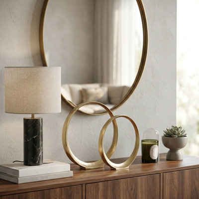 Contemporary Decorative Open Ring Metal Sculpture for Home Decor - Modern Decoration for Living Room - Gold