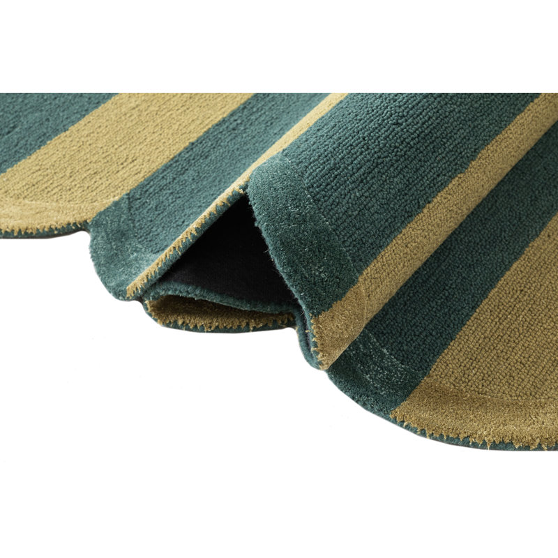Tapis d'intérieur en laine touffeté à la main à deux tons Retro Remix, Vert Livine, 7 pi 9 po x 9 pi 9 po