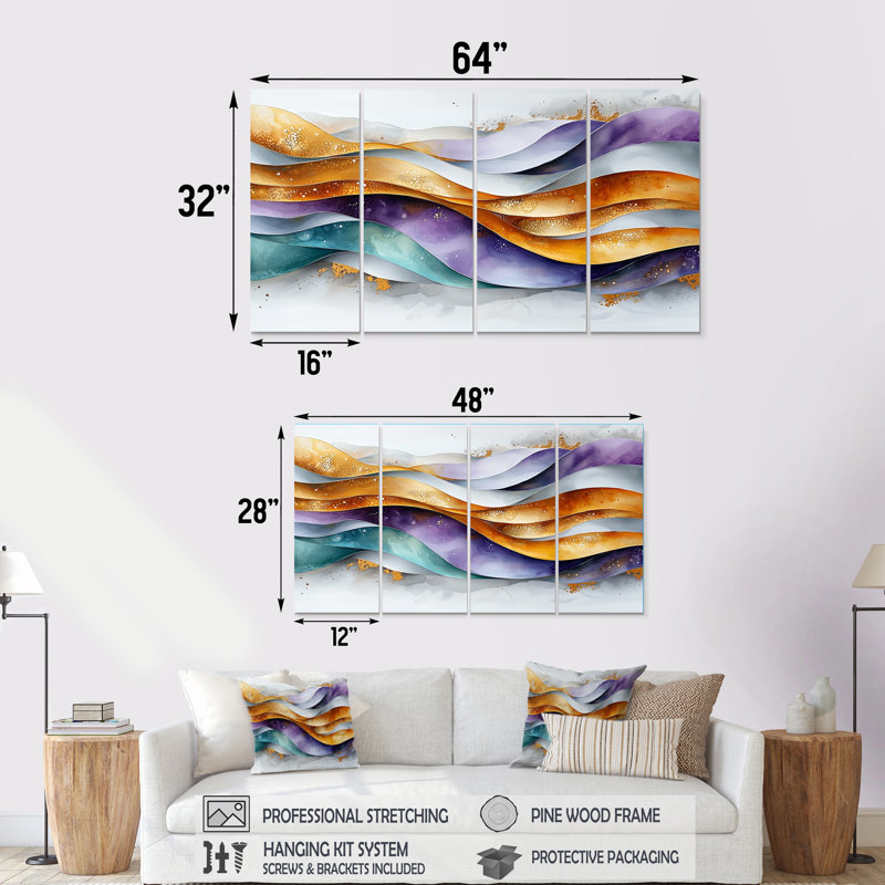 Art mural minimaliste, art mural paysage moderne, 4, H 28 po x l 48 po