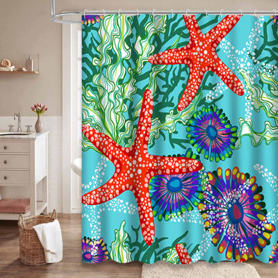 Rideau de douche imperméable à l'eau de mer avec 12 crochets