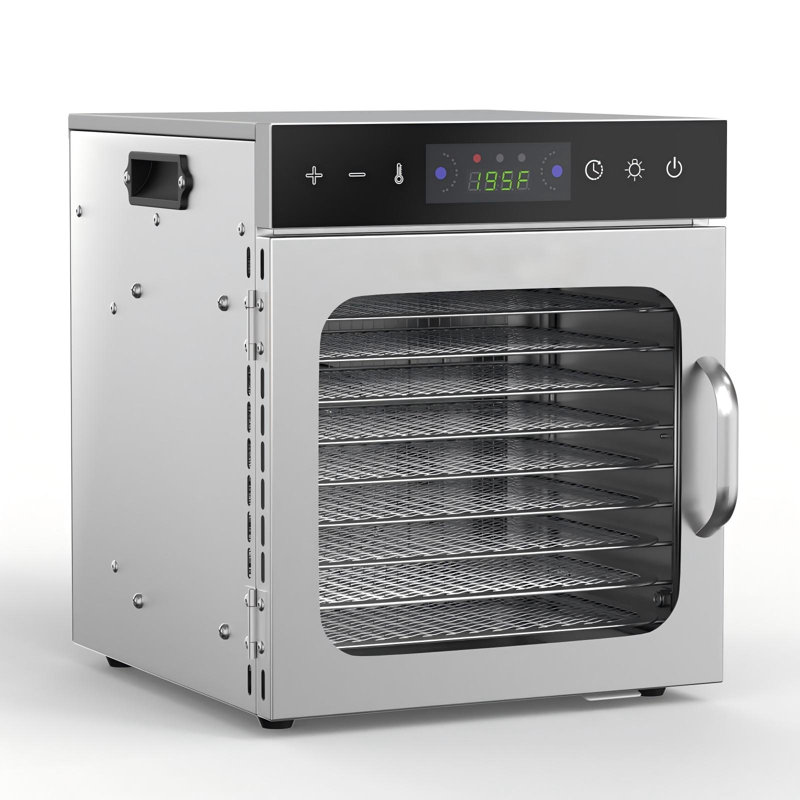 Déshydrateur d'aliments en acier inoxydable à 10 plateaux, 304 plateaux de qualité alimentaire, débit d'air à 360 °, contrôle numérique de la température et minuterie 24 heures, déshydrateur électrique silencieux pour les saucisses, les fruits, les légumes, les herbes et les friandises pour animaux