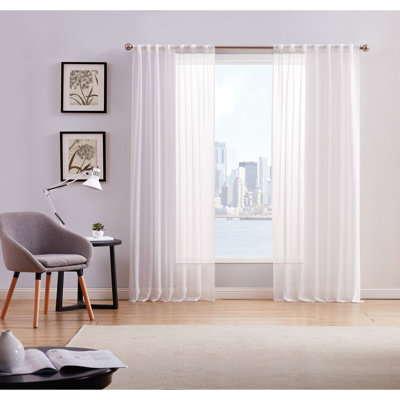 Paire de rideaux de fenêtre transparente Jaymir 50 x 84 - rideaux de couleur unie polyvalents