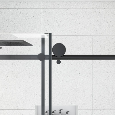 56''-60'' W X 76'' H Sliding Frameless Shower Door In Matte Black Finish