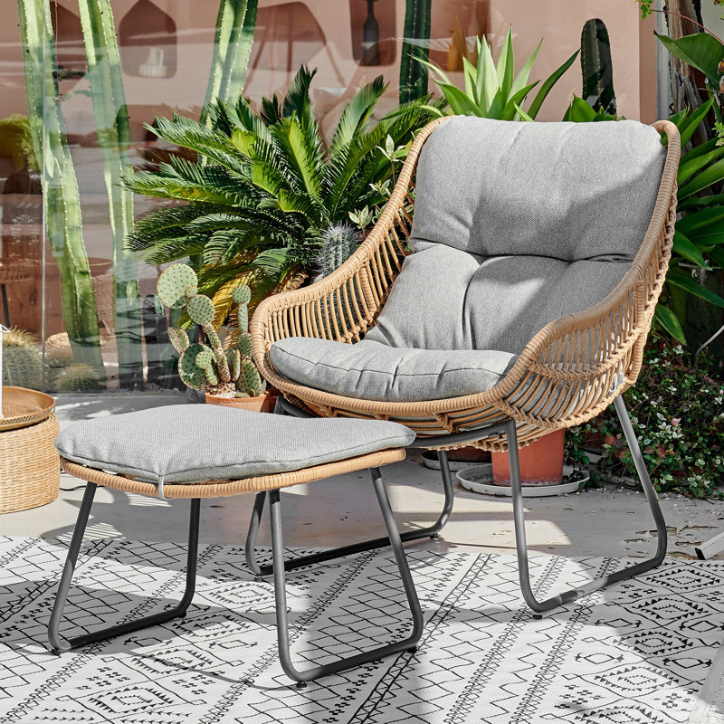 Chaises longues avec coussins Allexis, Gris