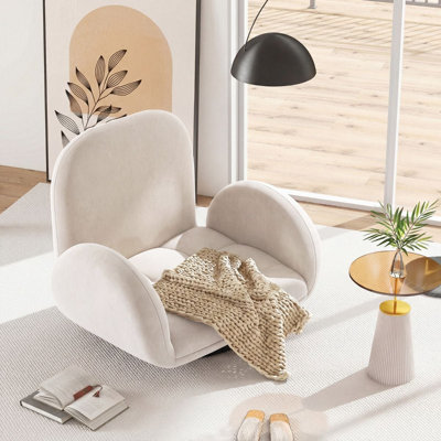 Upholstered Suede Swivel Armchair