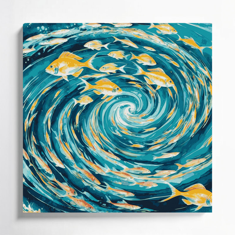 «Hawaiian Tropical Fish», art mural sur toile verte, H 12 po x l 12 po