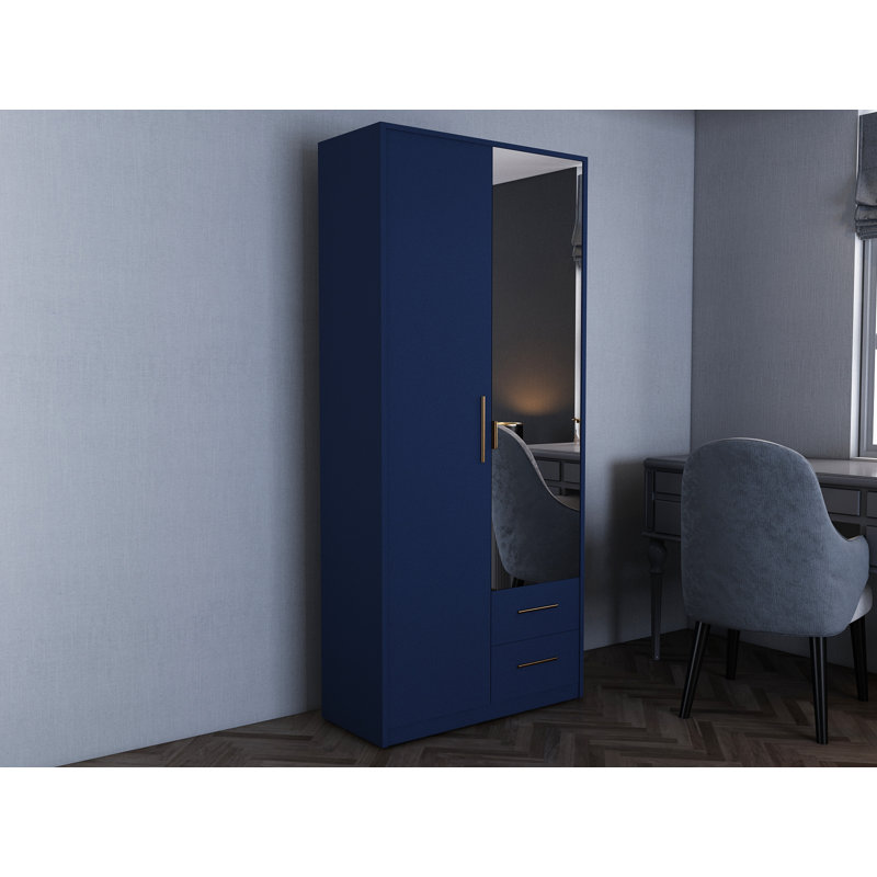 Pamel 2 Door Manufactured Wood Wardrobe, Blue