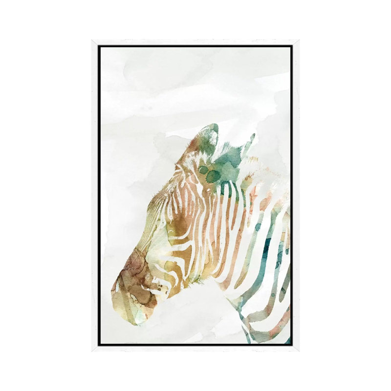 African Colours Zebra by Carol Robinson - Print on Canvas, White Framed, 101.6 cm H x 66.04 cm W