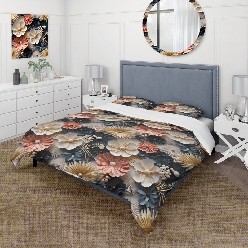 Literie sable et coquillages à motif tropical, Housse de couette pour très grand lit et 2 très