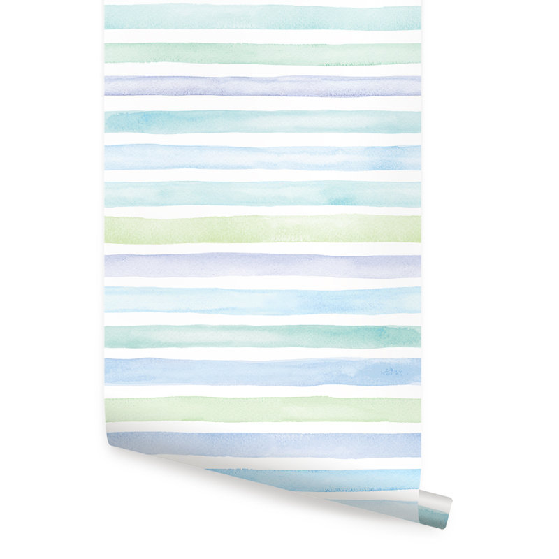 Panneau de papier peint adhésif Toland, L 2 pi x H 18 pi, Bleu océan