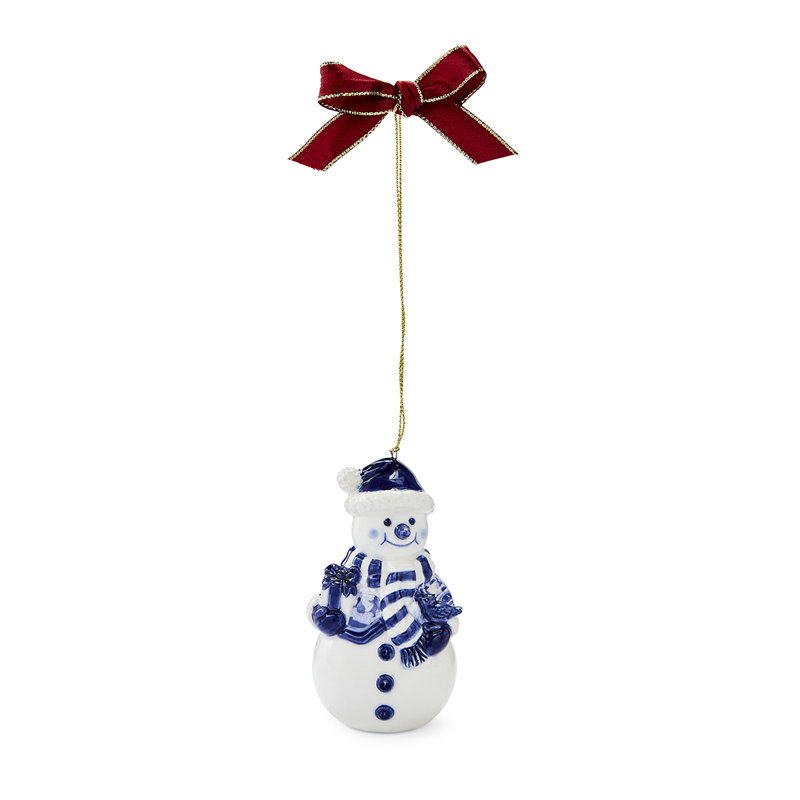 Ornement bleu en forme de bonhomme de neige italien