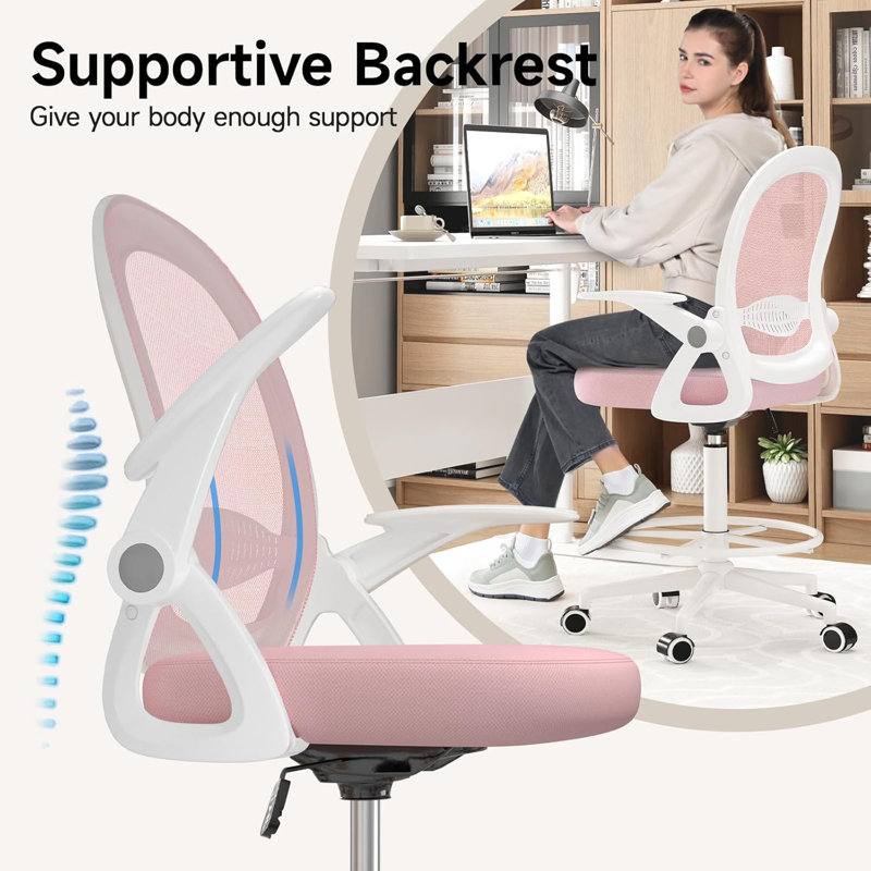 Lintz Desk Chair, Pink/White
