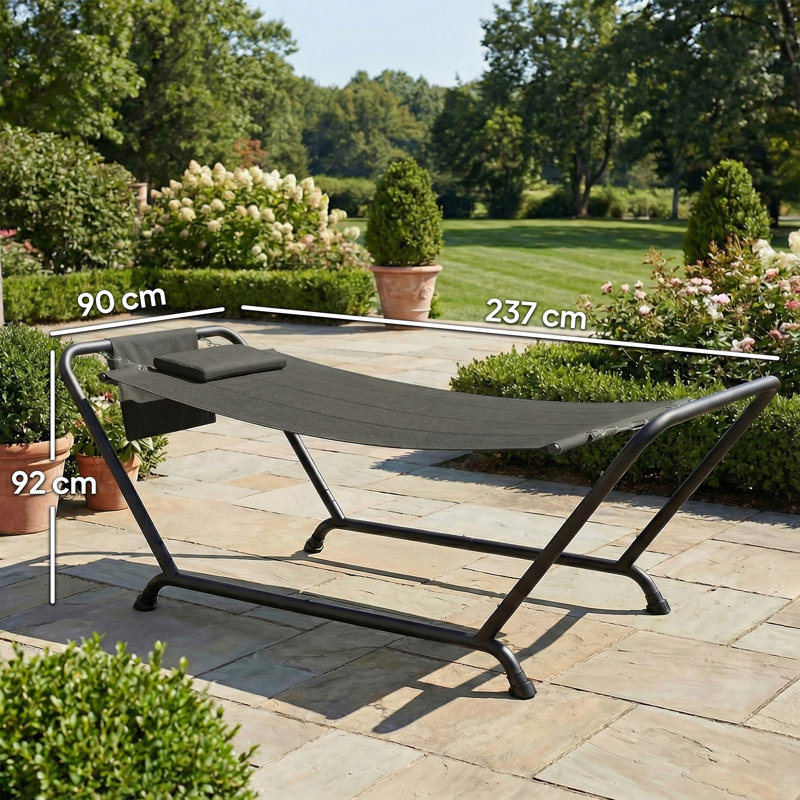 Outsunny Outdoor Hammock with Stand Freestanding 237 x 90 x 92 cm Dark Grey