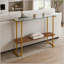 Console moderne 43 po Mid-Century avec plateau en verre et cadre doré