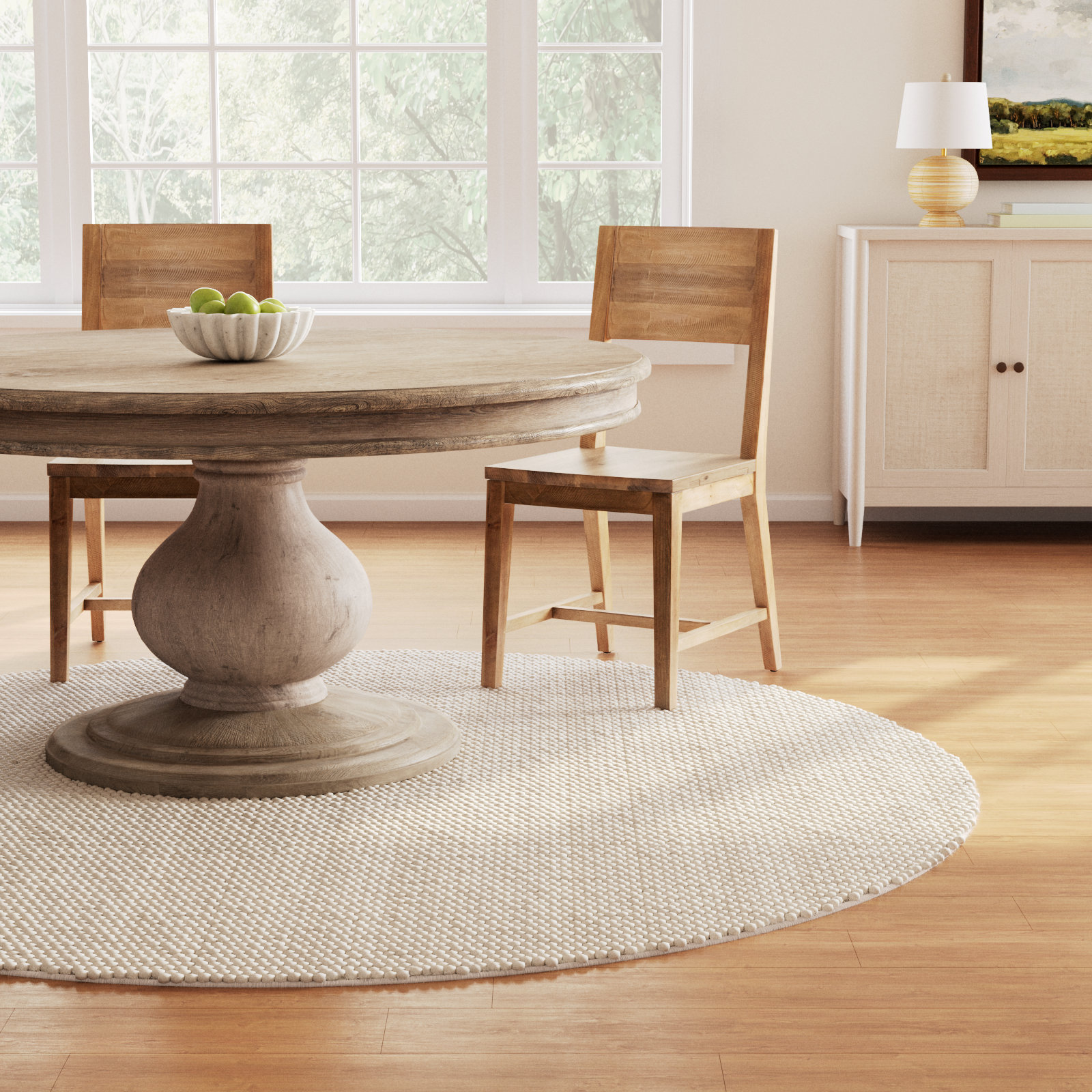 Elle Ivory Hand-Woven Wool Rug, Round 10'