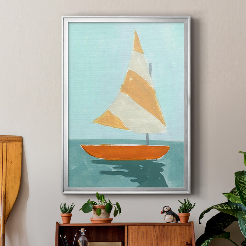 Petite voile I, reproduction encadrée de qualité supérieure - prête à être accrochée, Encadrement argenté