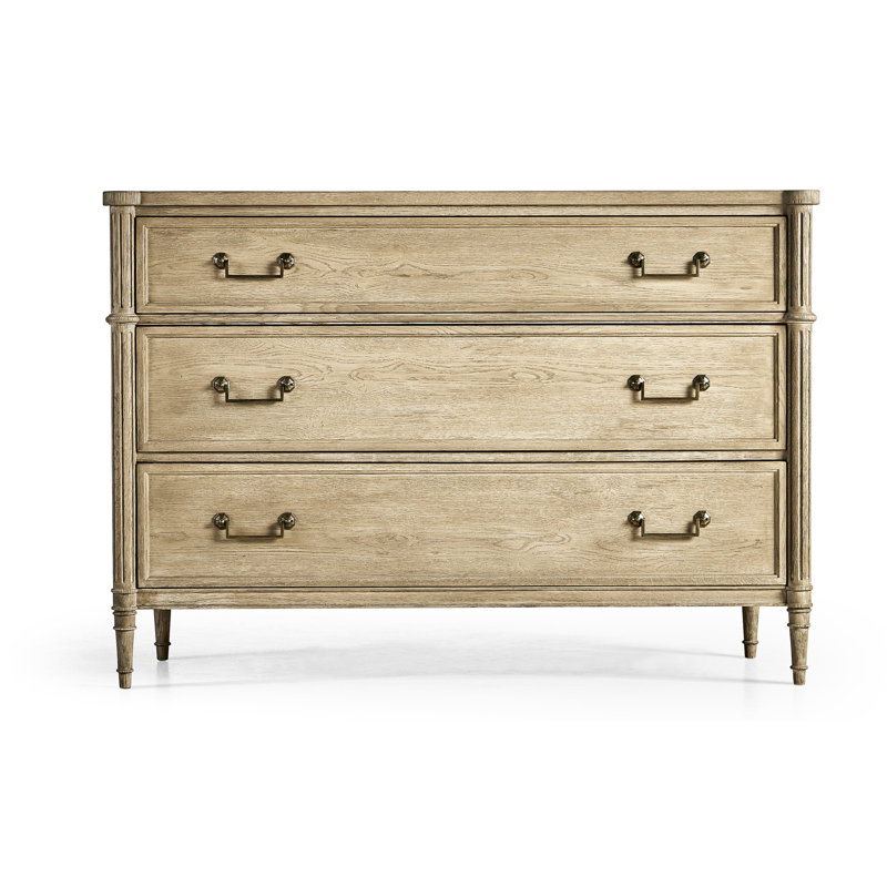Kalpa Louis XVI 3 - Drawer Solid Wood Dresser, Bleached Chestnut
