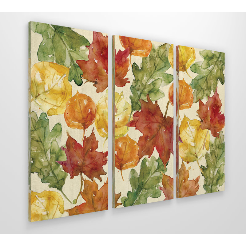 Feuilles d’automne, ensemble de 3 reproductions d’art sur toile, H 24 po x l 36 po x P 1,5 po