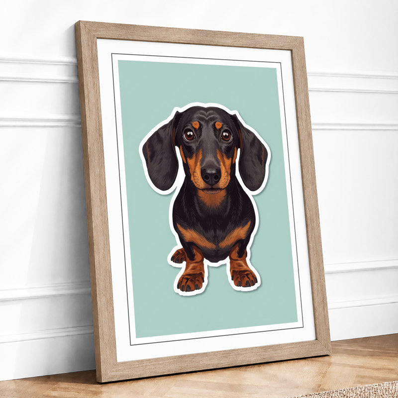 Dachshund Portrait Modern - Print, A2 - 59.4 x 42.0 cm, Oak