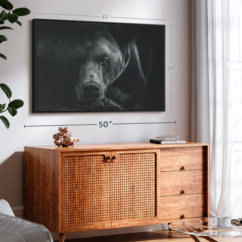 Impression sur toile monochrome avec ours brun, H 29 po x l 43 po