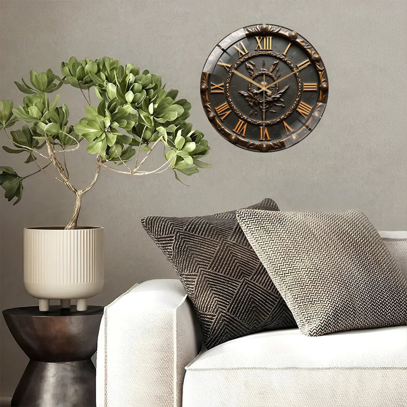 Horloge murale rétro vintage avec chiffres romains, art moderne 12 po