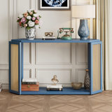 Console Table With Bottom Shelf And Rattan Side
