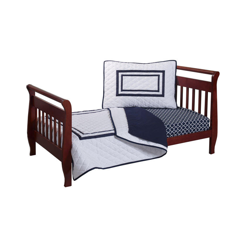 Ganimeta Reversible No Subject Cotton Blend Toddler Bedding Set, Navy