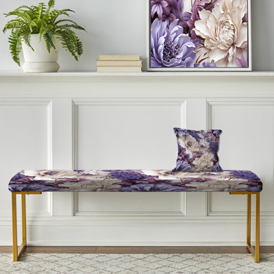 Banc floral rembourré or