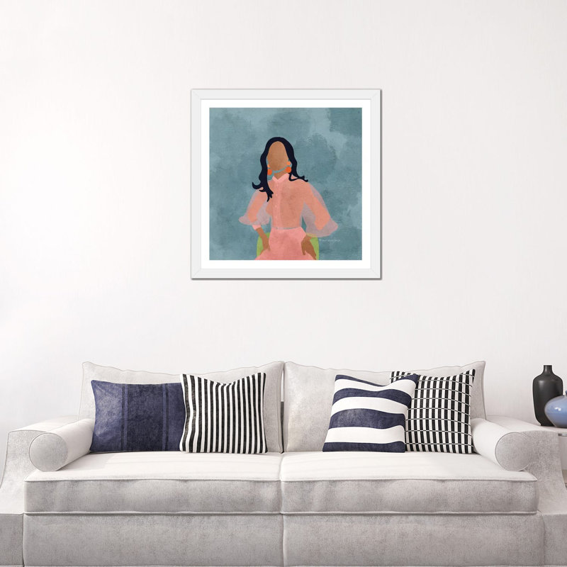 " Shaena " by Reyna Noriega, 24" H x 24" W x 1" D, White Framed Paper, White