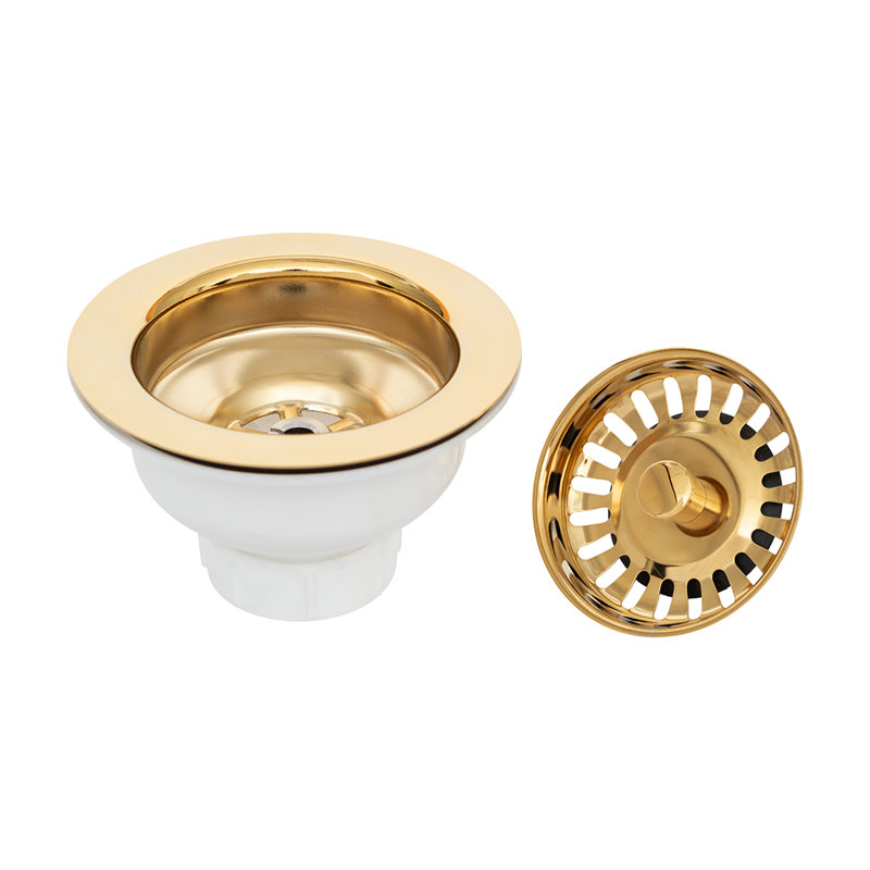 3.5" Kitchen, Prep, Bar Basket Strainer Drain - Polished Brass