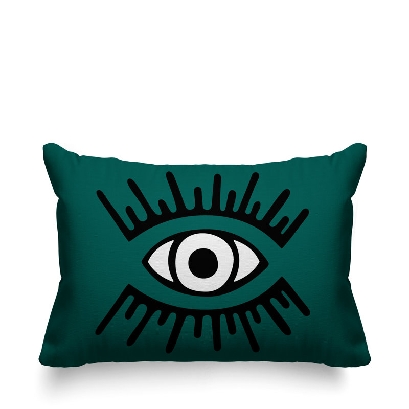 Coussin intérieur / extérieur Miranda Evil Eye, Émeraude